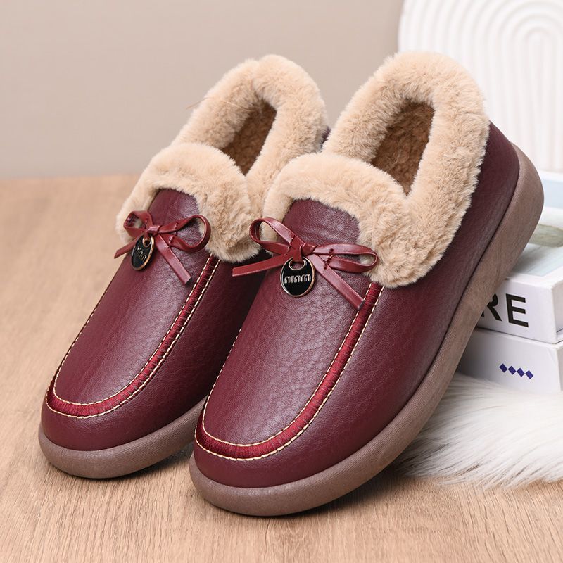 Warme wasserdichte Damen-Lederslipper – Ansicht 9