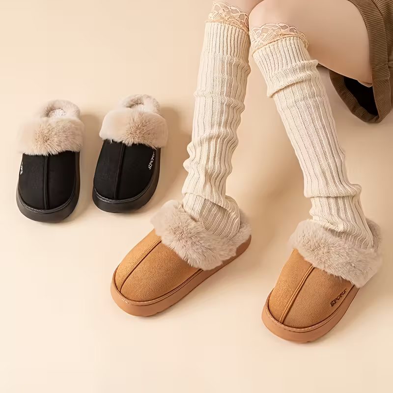 Warme Damen-Winterpantoffeln mit Plüschfutter – Ansicht 10