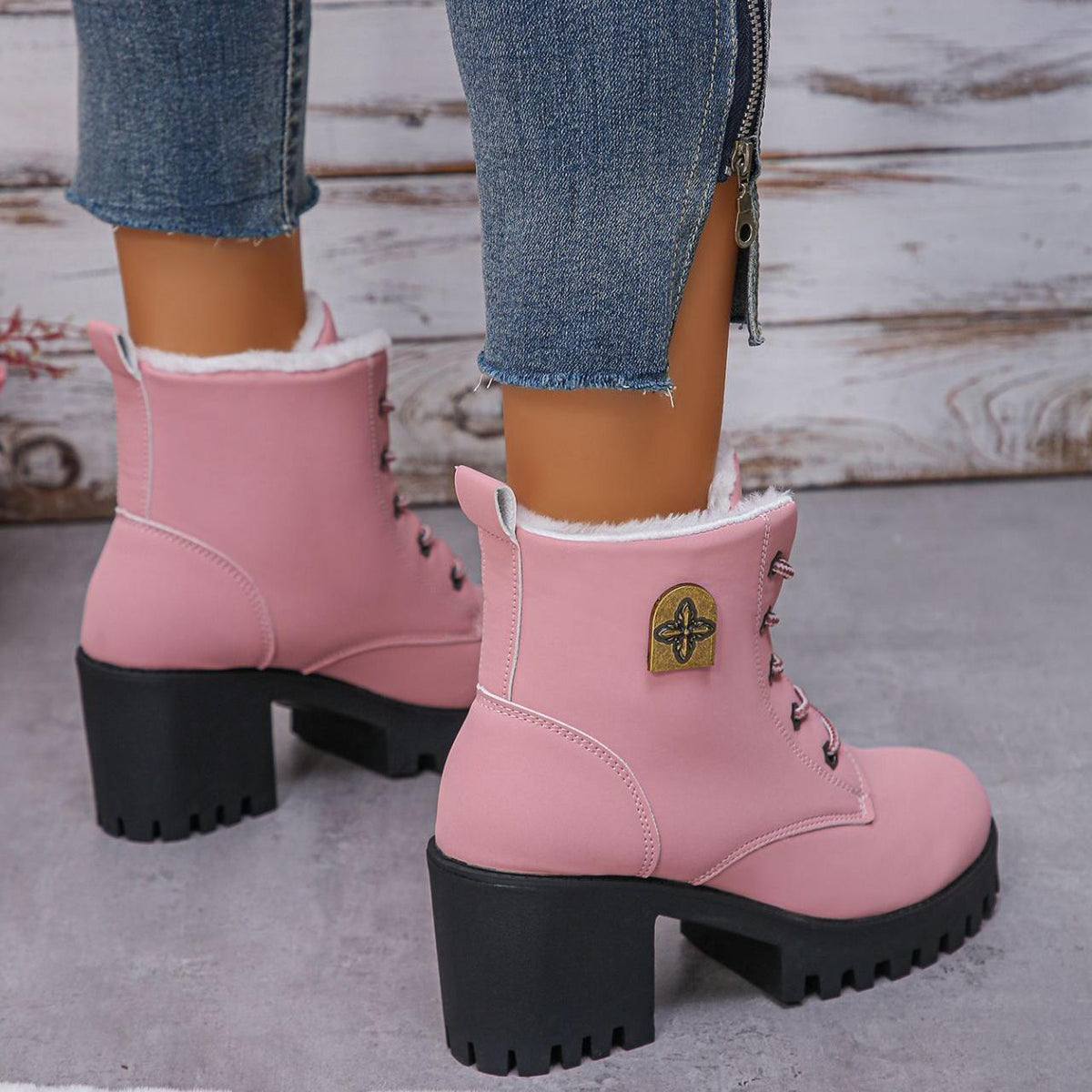 Elegante warme Damen-Stiefeletten mit Blockabsatz – Ansicht 10