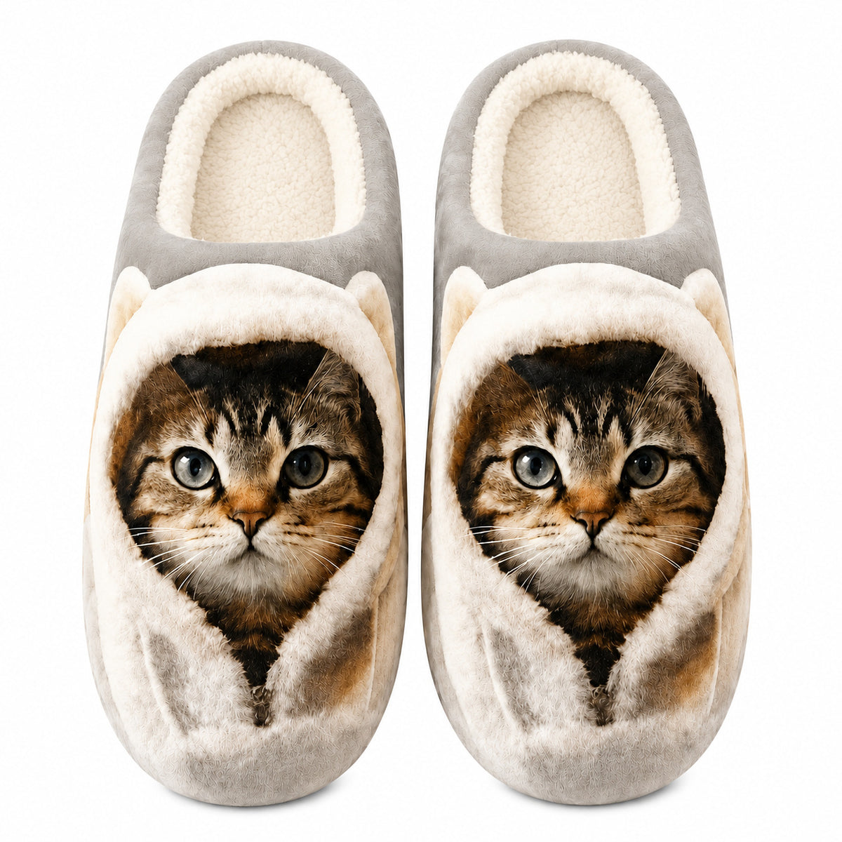 Gemütliche Damen-Hausschuhe mit Katzenmotiv – Ansicht 8