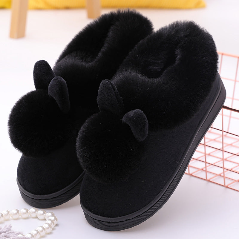 Warme Damen-Winterpantoffeln mit Hasendekor – Ansicht 5
