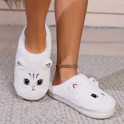 Kuschelige Damen-Winterpantoffeln mit Cartoon-Katzenmotiv – Ansicht 11