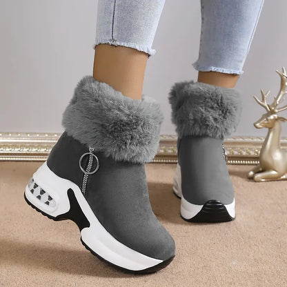 Gefütterte Damen-Plateau-Winterstiefel mit seitlichem Reißverschluss – Ansicht 2
