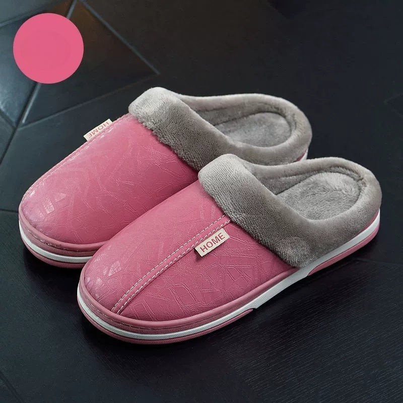 Warme wasserdichte Unisex-Lederpantoffeln – Ansicht 5