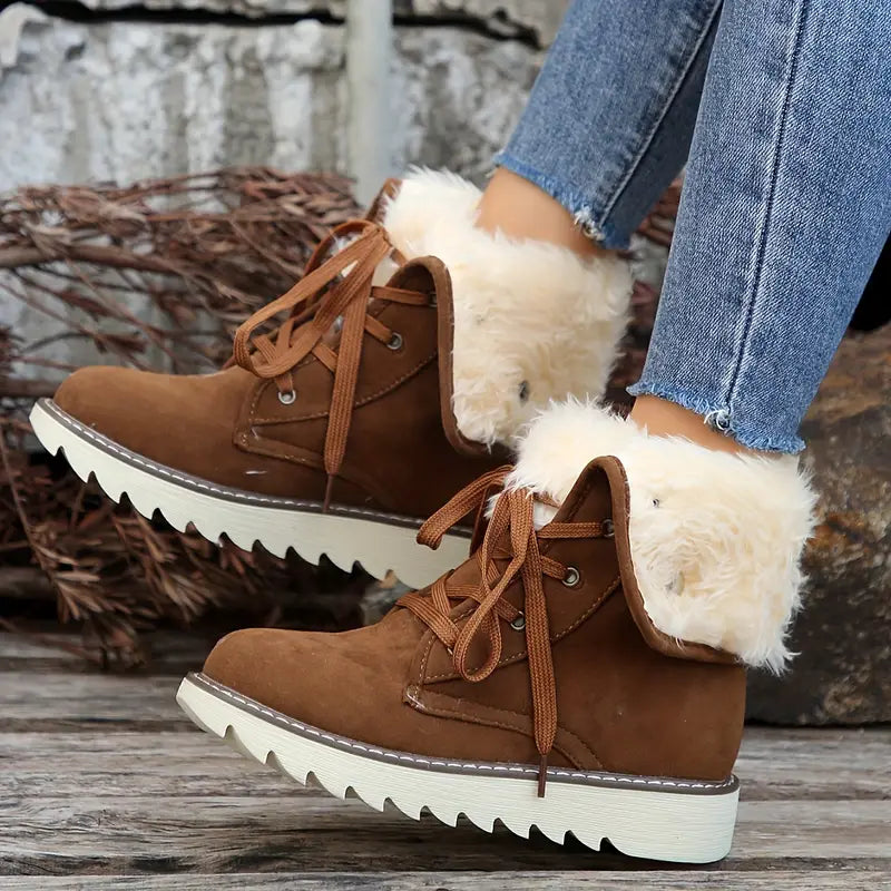 Wasserdichte warme Damen-Schneestiefel mit Umschlag – Ansicht 1
