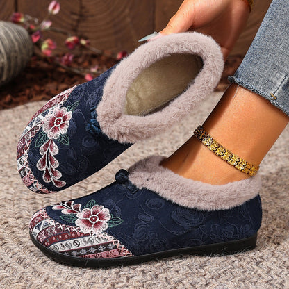 Warme Damen-Winterstiefeletten mit Blumenmuster – Ansicht 7