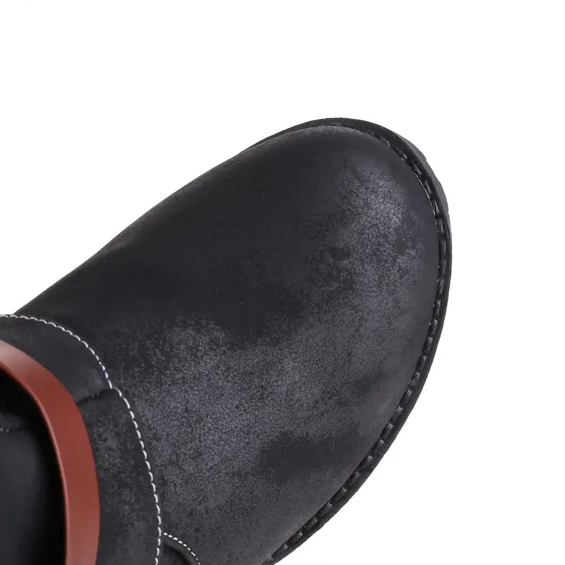 Hohe Damen-Lederstiefel im Vintage-Stil mit Reißverschluss – Ansicht 7