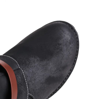 Hohe Damen-Lederstiefel im Vintage-Stil mit Reißverschluss – Ansicht 7
