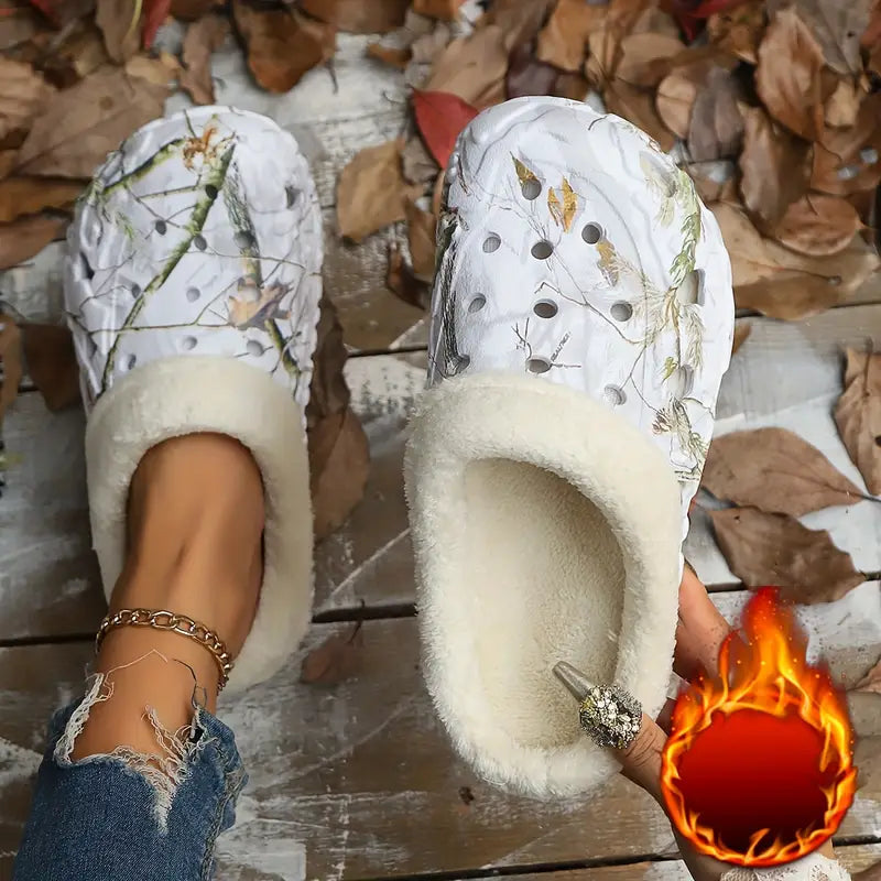 Warme Unisex-Winterslipper mit Tarnmuster und Plüschfutter – Ansicht 3
