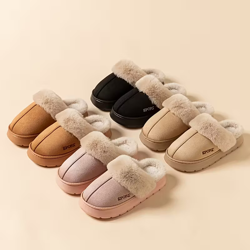 Warme Damen-Winterpantoffeln mit Plüschfutter – Ansicht 6