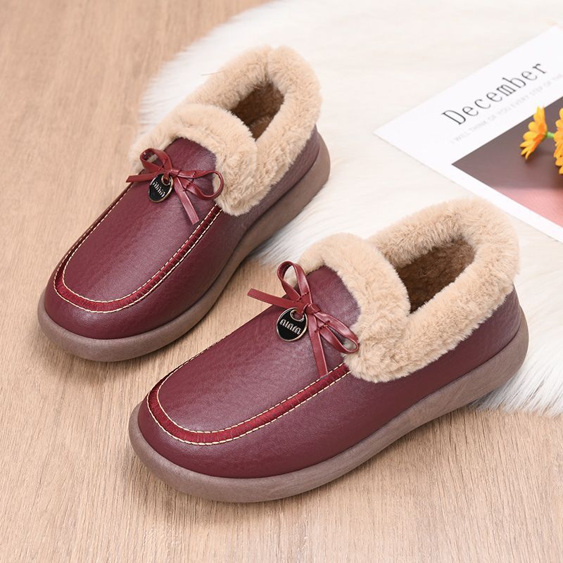 Warme wasserdichte Damen-Lederslipper – Ansicht 8