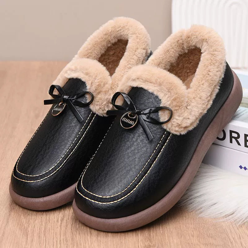 Warme wasserdichte Damen-Lederslipper – Ansicht 7