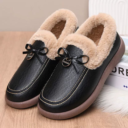 Warme wasserdichte Damen-Lederslipper – Ansicht 7