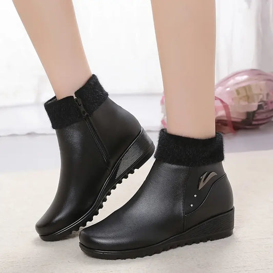 Damen-Lederstiefel mit Keilabsatz – Ansicht 1