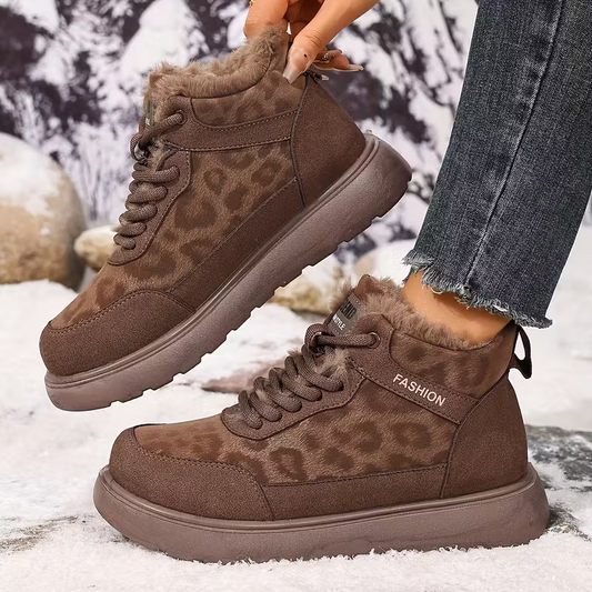 Gefütterte Damen-Stiefeletten mit Leopardenmuster – Ansicht 1