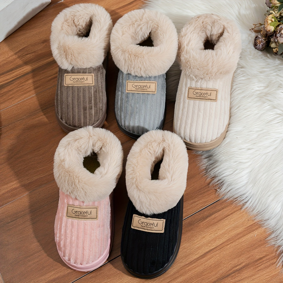 Weiche warme Damen-Pantoffeln mit dicker Sohle – Ansicht 6