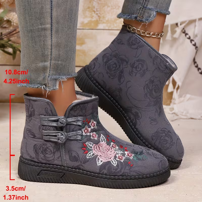 Warme winddichte Damen-Winterstiefel mit Ethnomuster – Ansicht 3