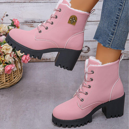Elegante warme Damen-Stiefeletten mit Blockabsatz – Ansicht 8