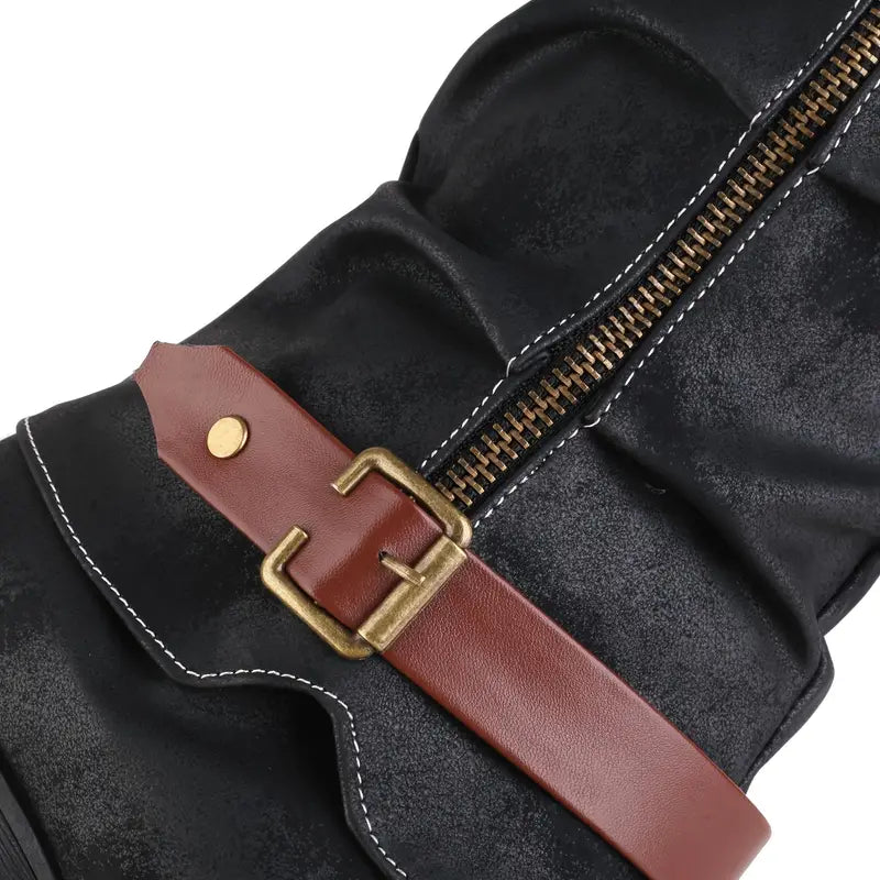 Hohe Damen-Lederstiefel im Vintage-Stil mit Reißverschluss – Ansicht 8