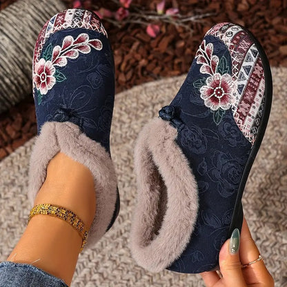 Warme Damen-Winterstiefeletten mit Blumenmuster – Ansicht 2