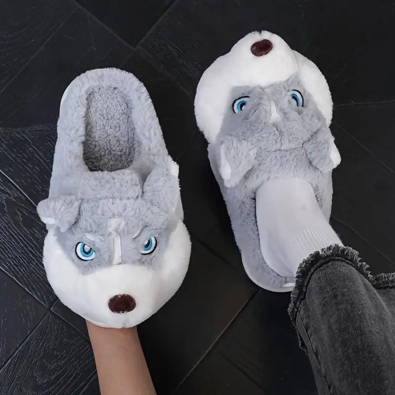 Warme Unisex-Plüschpantoffeln in Huskyform – Ansicht 2