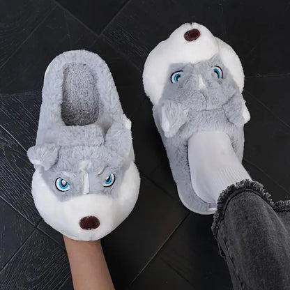 Warme Unisex-Plüschpantoffeln in Huskyform – Ansicht 2