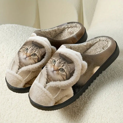 Weiche Damen-Hausschuhe mit Katzenmotiv – Ansicht 4