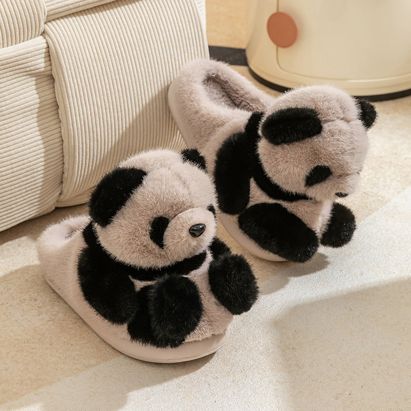 Kuschelige Damen-Plüschpantoffeln mit Pandamotiv – Ansicht 3