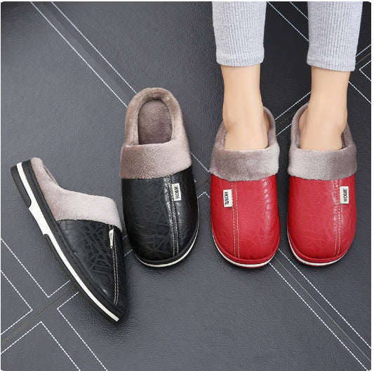Warme wasserdichte Unisex-Lederpantoffeln – Ansicht 9