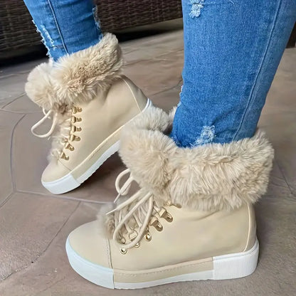 Warme Damen-Stiefeletten mit Keilsohle – Ansicht 15