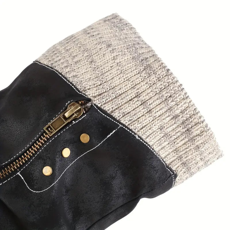Hohe Damen-Lederstiefel im Vintage-Stil mit Reißverschluss – Ansicht 9