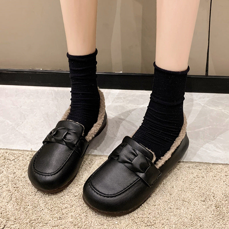 Bequeme warme flache Damen-Lederschuhe – Ansicht 5