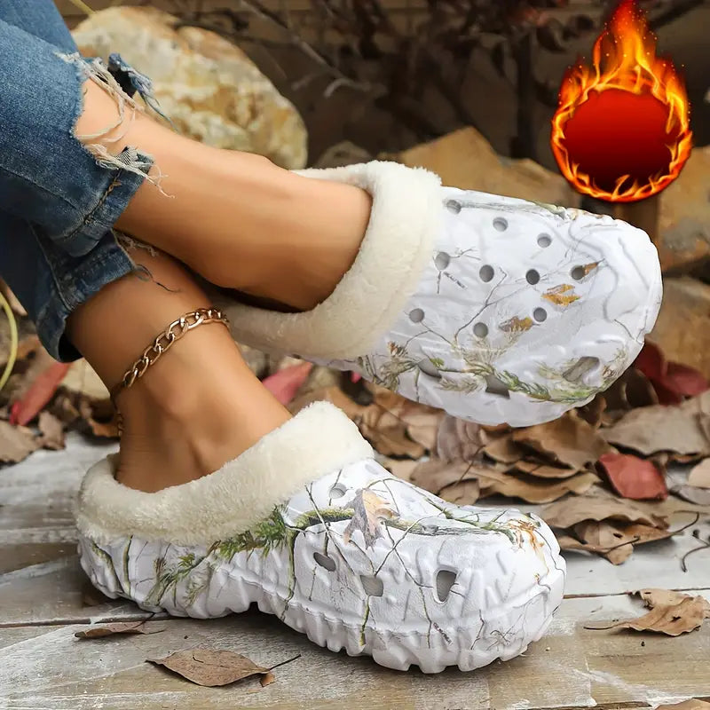 Warme Unisex-Winterslipper mit Tarnmuster und Plüschfutter – Ansicht 14
