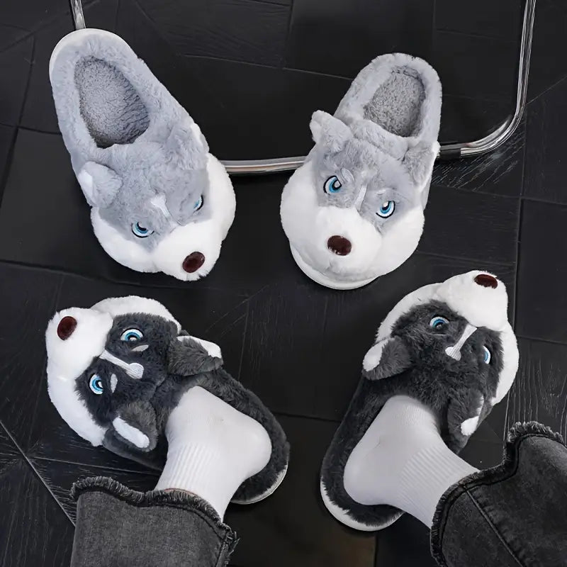 Warme Unisex-Plüschpantoffeln in Huskyform – Ansicht 4
