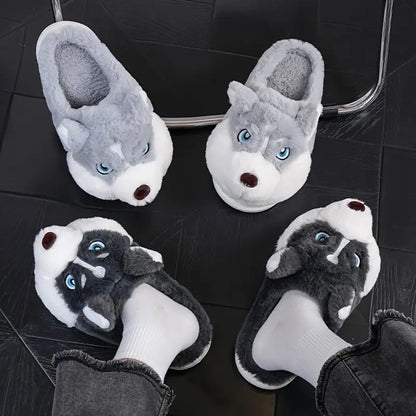 Warme Unisex-Plüschpantoffeln in Huskyform – Ansicht 4