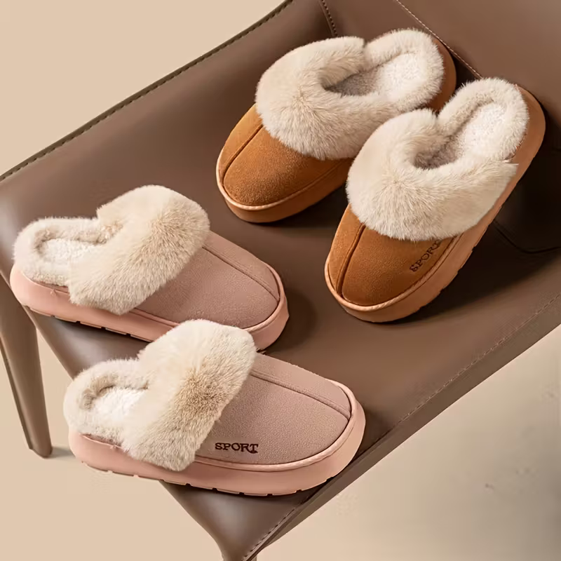 Warme Damen-Winterpantoffeln mit Plüschfutter – Ansicht 9