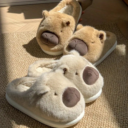 Niedliche warme Damen-Plüschpantoffeln mit Capybara-Motiv – Ansicht 6