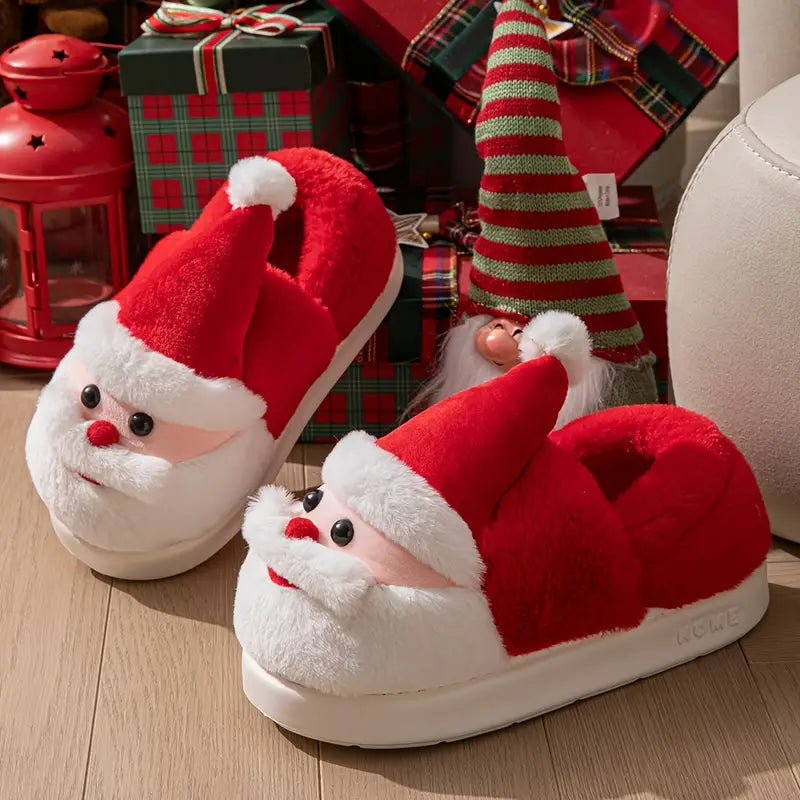 Festliche Damen-Hausschuhe mit Weihnachtsmann-Motiv – Ansicht 9