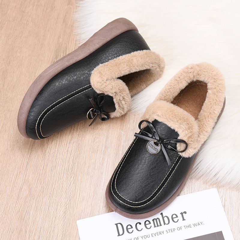 Warme wasserdichte Damen-Lederslipper – Ansicht 6