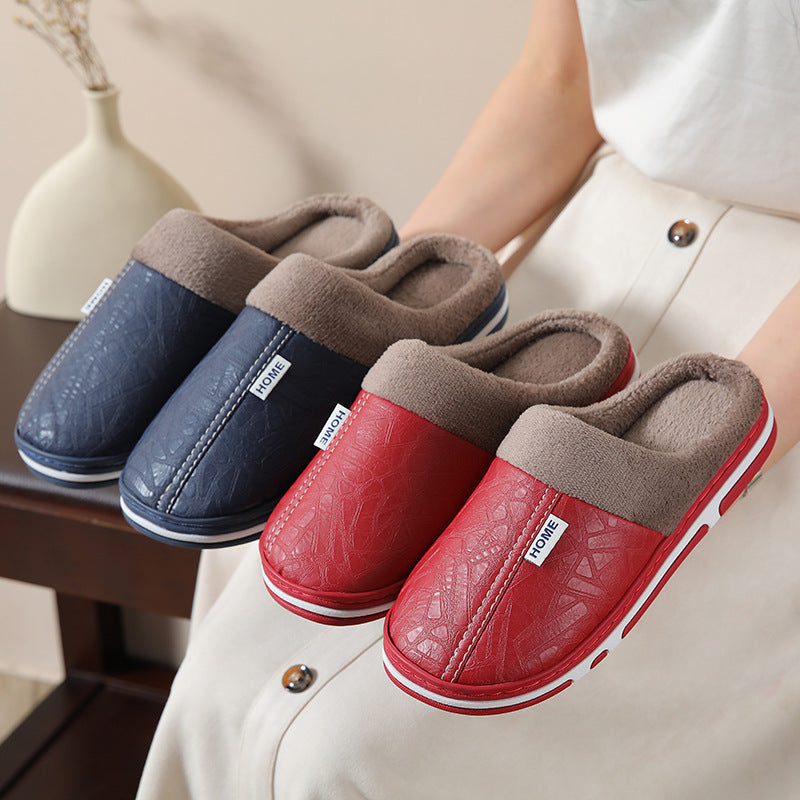 Warme wasserdichte Unisex-Lederpantoffeln – Ansicht 10