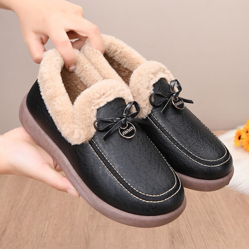 Warme wasserdichte Damen-Lederslipper – Ansicht 3