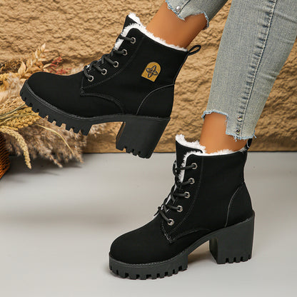 Elegante warme Damen-Stiefeletten mit Blockabsatz – Ansicht 6