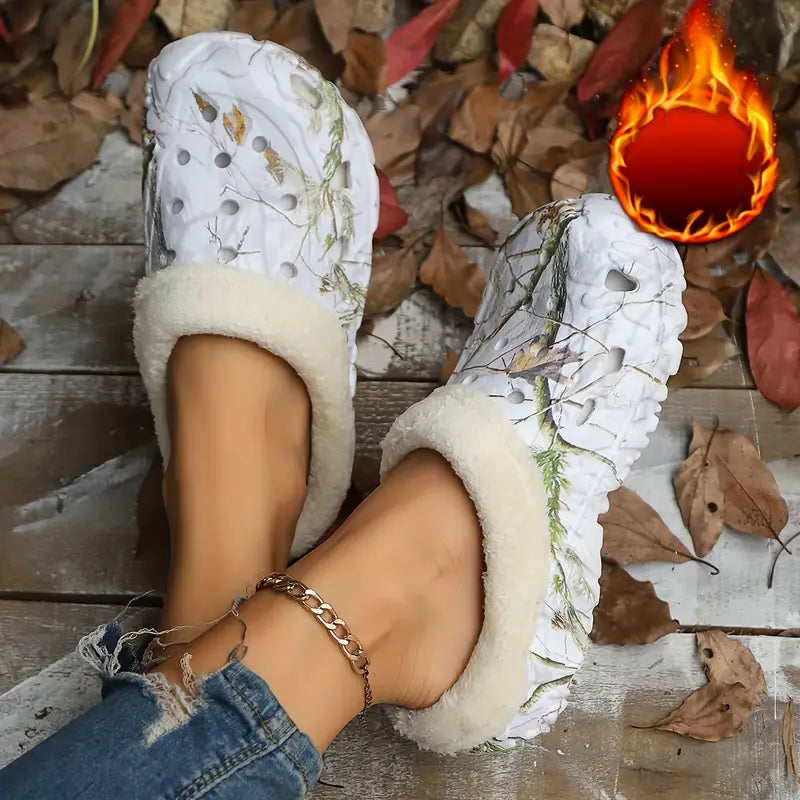 Warme Unisex-Winterslipper mit Tarnmuster und Plüschfutter – Ansicht 13