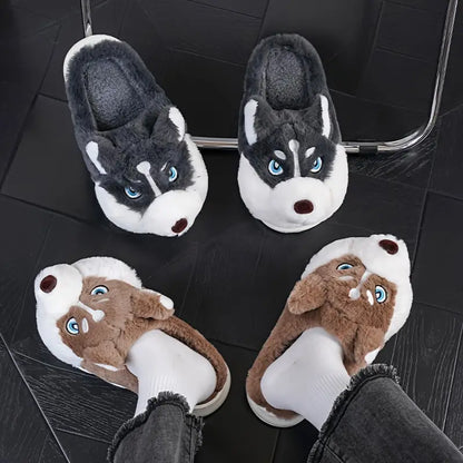 Warme Unisex-Plüschpantoffeln in Huskyform – Ansicht 6