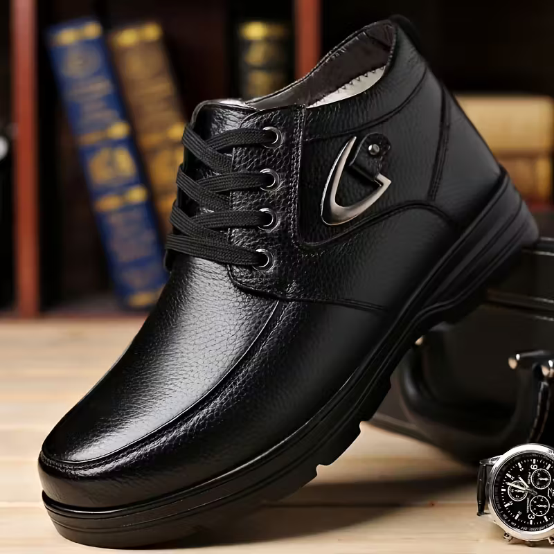 Herren-Winterschuhe aus Echtleder mit warmem Futter – Ansicht 1