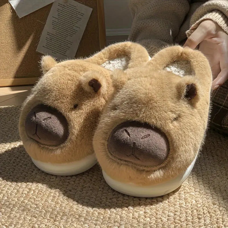 Niedliche warme Damen-Plüschpantoffeln mit Capybara-Motiv – Ansicht 8