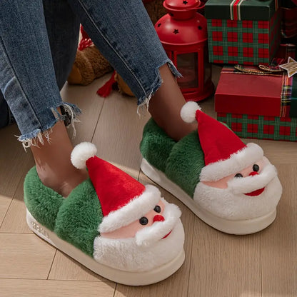 Festliche Damen-Hausschuhe mit Weihnachtsmann-Motiv – Ansicht 3