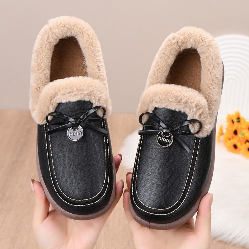 Warme wasserdichte Damen-Lederslipper – Ansicht 4