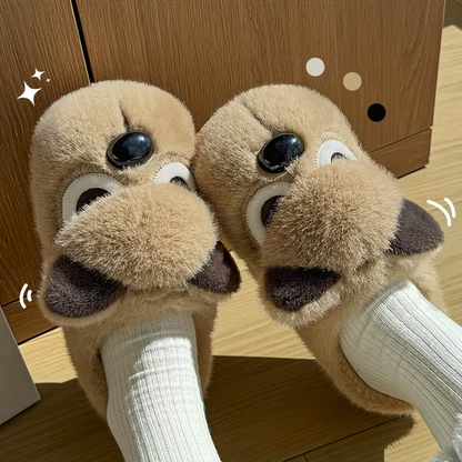Warme Damen-Plüschpantoffeln mit Zwergspitz-Motiv – Ansicht 7