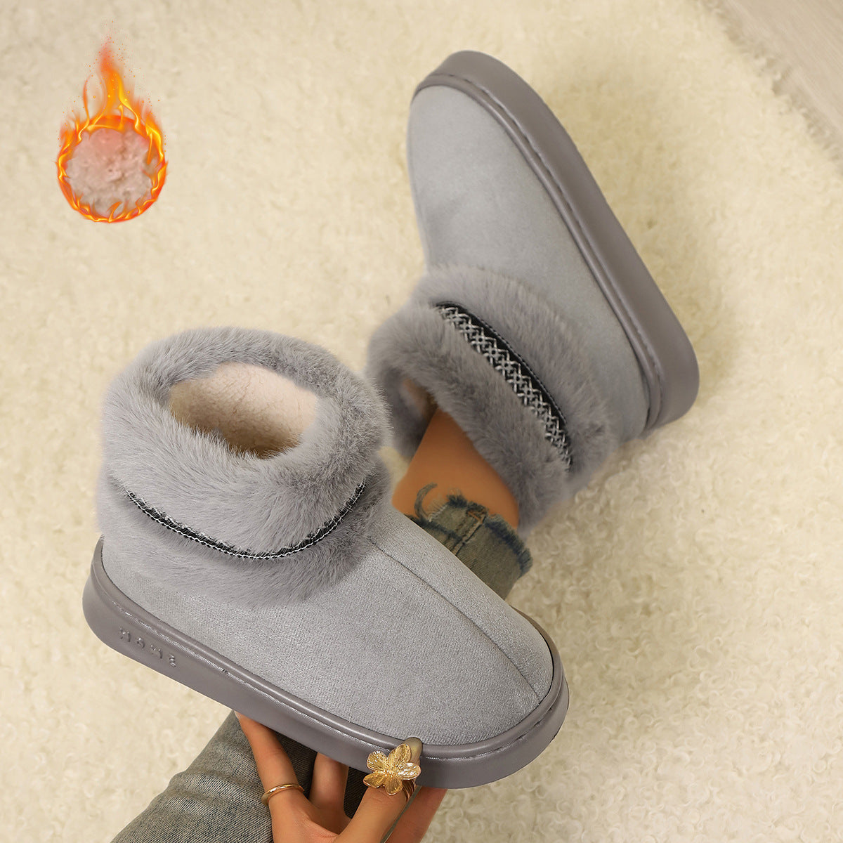 Gemütliche Damen-Hausschuhstiefel mit Fleecefutter – Ansicht 3